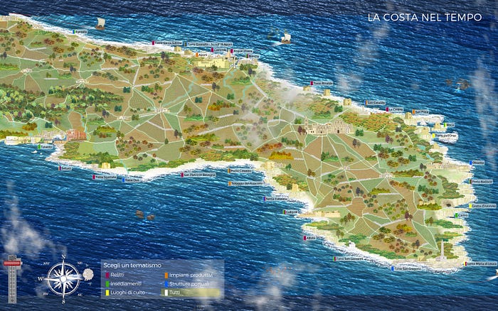 La mappa interattiva del Salento antico su un grande schermo