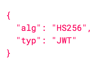 Un header JWT che dichiara il tipo di token e l’algoritmo di firma